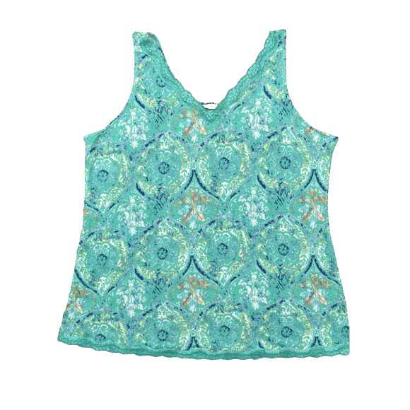 Lane Bryant Tops - Lane Bryant Women's Size 18/20 Basic Sleeveless Green Geometric Rayon V-Neck